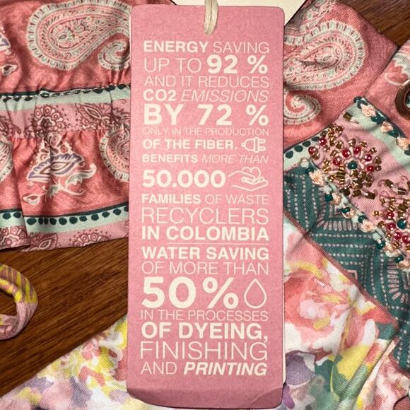 NWT Cosita Linda Embroidered Beaded Ruffle Triangle Top & Bottom Bikini Size M - Picture 13 of 16